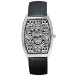 Sugar Skulls   Black And White Barrel Style Metal Watch