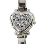 Sugar Skulls   Black And White Heart Italian Charm Watch