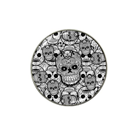 Sugar Skulls   Black And White Hat Clip Ball Marker from ArtsNow.com Front