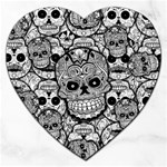 Sugar Skulls   Black And White Jigsaw Puzzle (Heart)