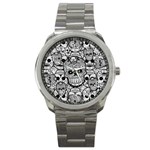 Sugar Skulls   Black And White Sport Metal Watch