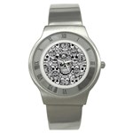 Sugar Skulls   Black And White Stainless Steel Watch