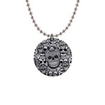 Sugar Skulls   Black And White 1  Button Necklace