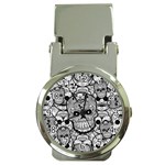 Sugar Skulls   Black And White Money Clip Watch