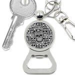 Sugar Skulls   Black And White Bottle Opener Key Chain