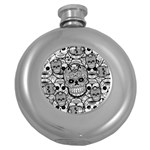 Sugar Skulls   Black And White Hip Flask (5 oz)