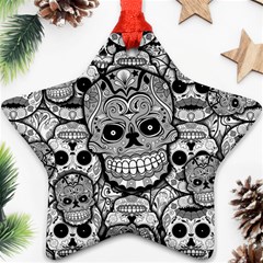 Sugar Skulls   Black And White Star Ornament (Two Sides) from ArtsNow.com Front