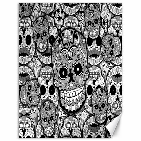 Sugar Skulls   Black And White Canvas 12  x 16  from ArtsNow.com 11.86 x15.41  Canvas - 1