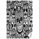 Sugar Skulls   Black And White Canvas 12  x 18 