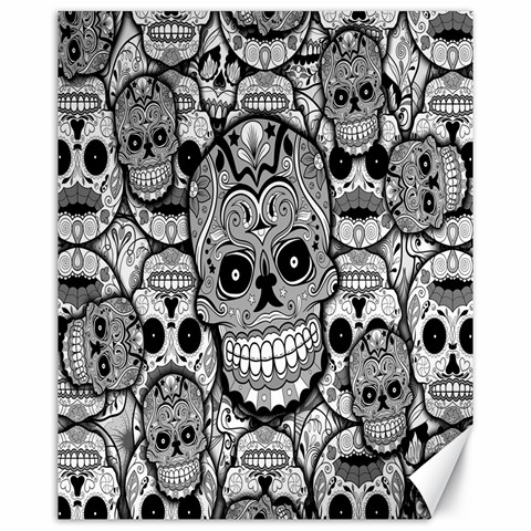 Sugar Skulls   Black And White Canvas 16  x 20  from ArtsNow.com 15.75 x19.29  Canvas - 1