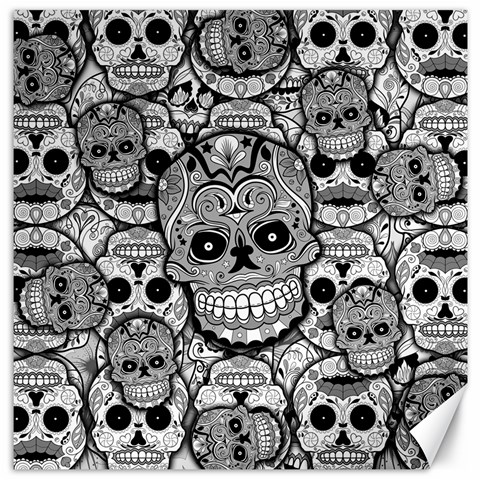 Sugar Skulls   Black And White Canvas 20  x 20  from ArtsNow.com 19 x19.27  Canvas - 1