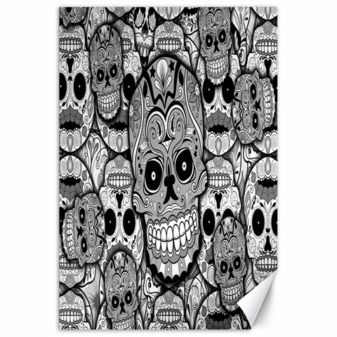 Sugar Skulls   Black And White Canvas 20  x 30  from ArtsNow.com 19.62 x28.9  Canvas - 1