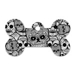 Sugar Skulls   Black And White Dog Tag Bone (One Side)