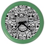 Sugar Skulls   Black And White Color Wall Clock