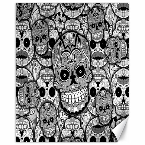 Sugar Skulls   Black And White Canvas 11  x 14  from ArtsNow.com 10.95 x13.48  Canvas - 1