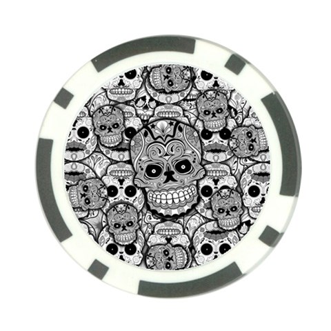 Sugar Skulls   Black And White Poker Chip Card Guard from ArtsNow.com Front