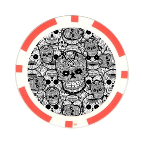 Sugar Skulls   Black And White Poker Chip Card Guard from ArtsNow.com Front