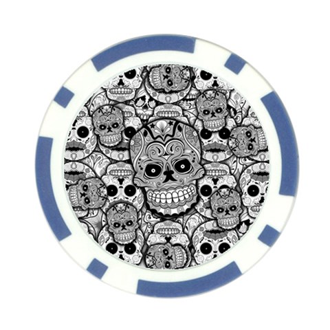 Sugar Skulls   Black And White Poker Chip Card Guard from ArtsNow.com Front