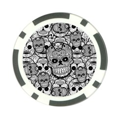 Sugar Skulls   Black And White Poker Chip Card Guard from ArtsNow.com Front