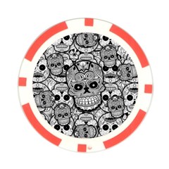 Sugar Skulls   Black And White Poker Chip Card Guard from ArtsNow.com Front