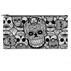 Sugar Skulls   Black And White Pencil Case from ArtsNow.com Front