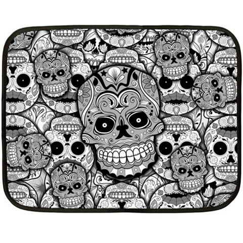 Sugar Skulls   Black And White Double Sided Fleece Blanket (Mini) from ArtsNow.com 35 x27  Blanket Front