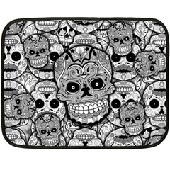 Sugar Skulls   Black And White Double Sided Fleece Blanket (Mini) from ArtsNow.com 35 x27  Blanket Back