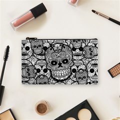 Sugar Skulls   Black And White Cosmetic Bag (Small) from ArtsNow.com Front