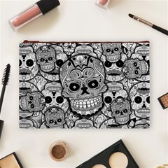 Sugar Skulls   Black And White Cosmetic Bag (Large) from ArtsNow.com Front