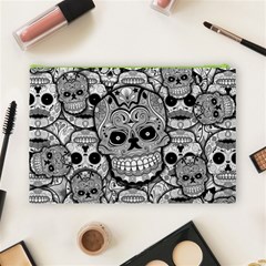 Sugar Skulls   Black And White Cosmetic Bag (Large) from ArtsNow.com Back