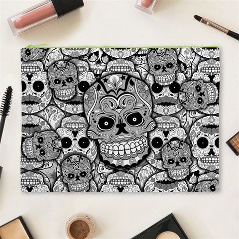 Sugar Skulls   Black And White Cosmetic Bag (XL) from ArtsNow.com Front