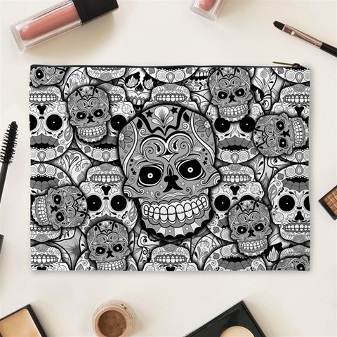 Sugar Skulls   Black And White Cosmetic Bag (XL) from ArtsNow.com Back