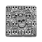 Sugar Skulls   Black And White Memory Card Reader with Storage (Square)