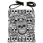 Sugar Skulls   Black And White Shoulder Sling Bag