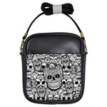 Sugar Skulls   Black And White Girls Sling Bag