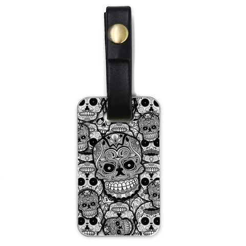 Sugar Skulls   Black And White Luggage Tag (one side) from ArtsNow.com Front