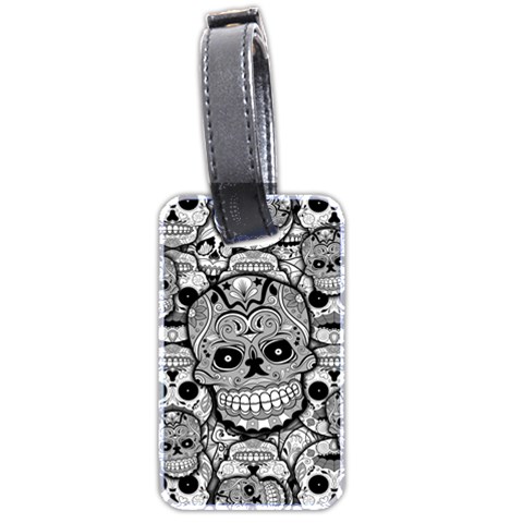 Sugar Skulls   Black And White Luggage Tag (two sides) from ArtsNow.com Back