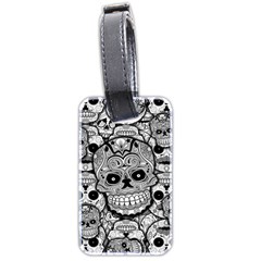 Sugar Skulls   Black And White Luggage Tag (two sides) from ArtsNow.com Back