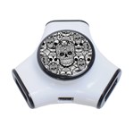 Sugar Skulls   Black And White 3-Port USB Hub