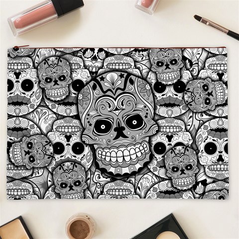 Sugar Skulls   Black And White Cosmetic Bag (XXL) from ArtsNow.com Front