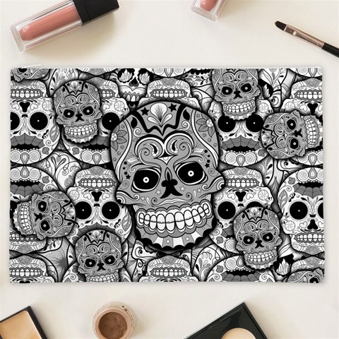 Sugar Skulls   Black And White Cosmetic Bag (XXL) from ArtsNow.com Front