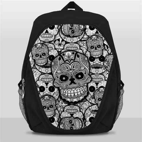 Sugar Skulls   Black And White Backpack Bag from ArtsNow.com Front