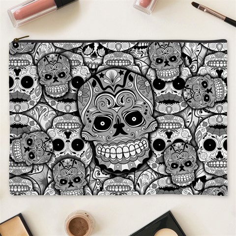 Sugar Skulls   Black And White Cosmetic Bag (XXXL) from ArtsNow.com Front