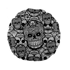 Sugar Skulls   Black And White 15  Premium Round Cushion  from ArtsNow.com Front