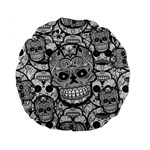 Sugar Skulls   Black And White 15  Premium Round Cushion 