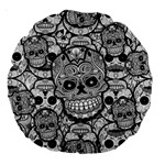 Sugar Skulls   Black And White 18  Premium Round Cushion 