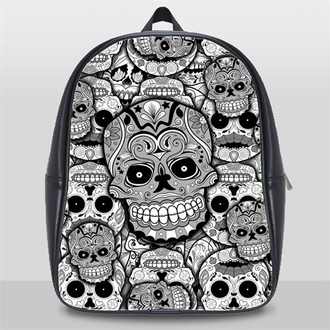 Sugar Skulls   Black And White School Bag (XL) from ArtsNow.com Front