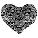 Sugar Skulls   Black And White 19  Premium Heart Shape Cushion