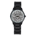 Sugar Skulls   Black And White Men s Stainless Steel Round Dial Analog Watch