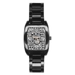 Sugar Skulls   Black And White Men s Stainless Steel Barrel Analog Watch